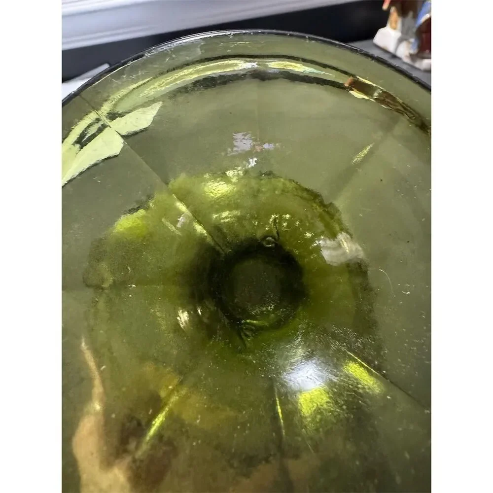 Vintage Indiana Glass Harvest Grape Green Pedestal Compote Bowl “Chipped”